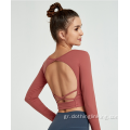 Sexy Backless Γιόγκα Πουκάμισα Ανοίξτε πίσω